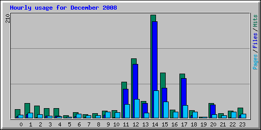 Hourly usage for December 2008
