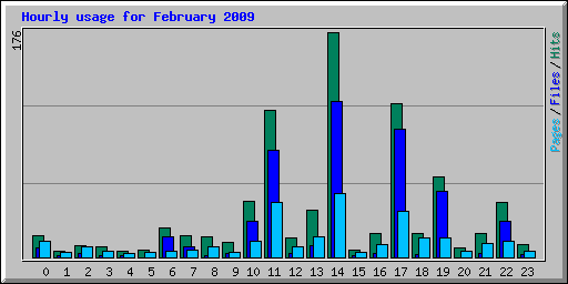 Hourly usage for February 2009
