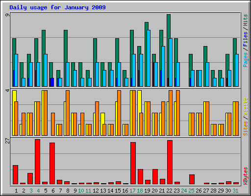 Daily usage for January 2009